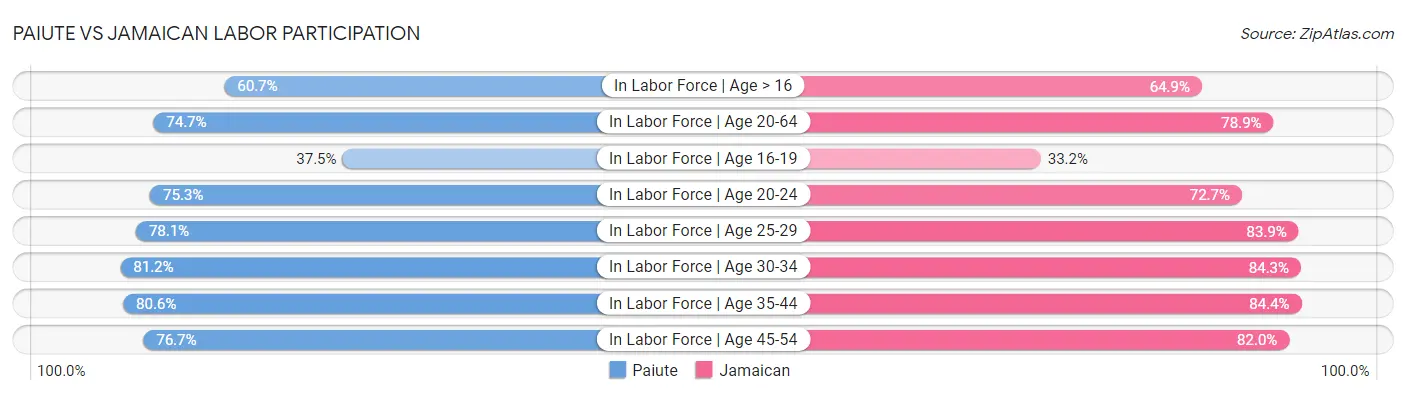 Paiute vs Jamaican Labor Participation