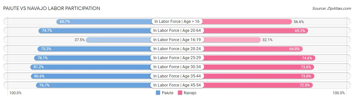 Paiute vs Navajo Labor Participation