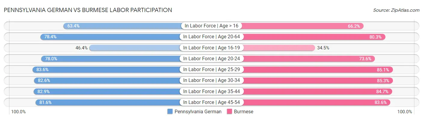 Pennsylvania German vs Burmese Labor Participation