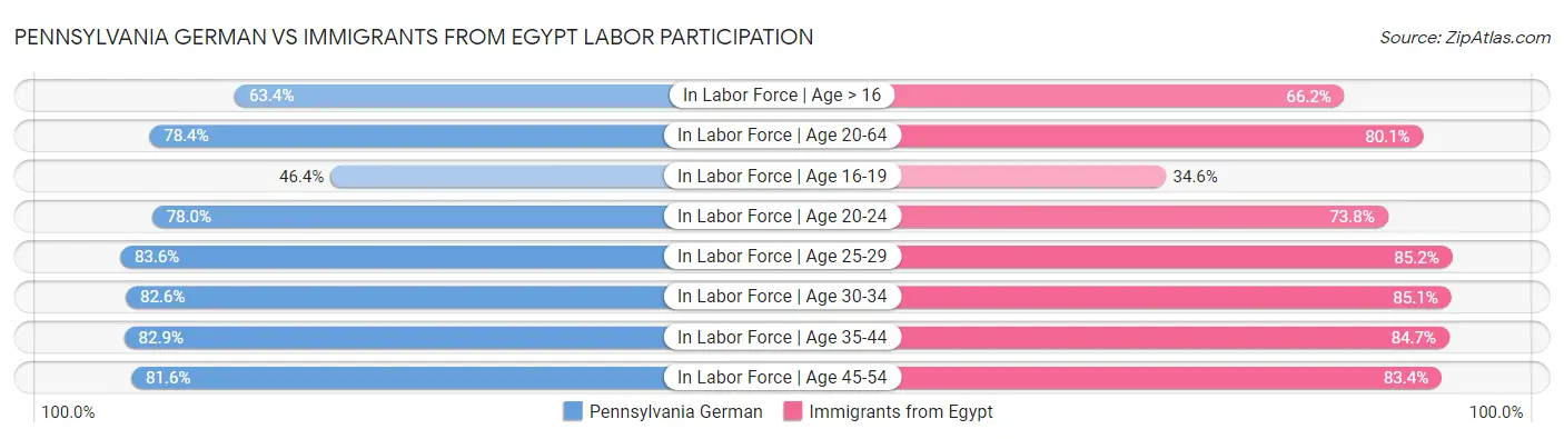 Pennsylvania German vs Immigrants from Egypt Labor Participation