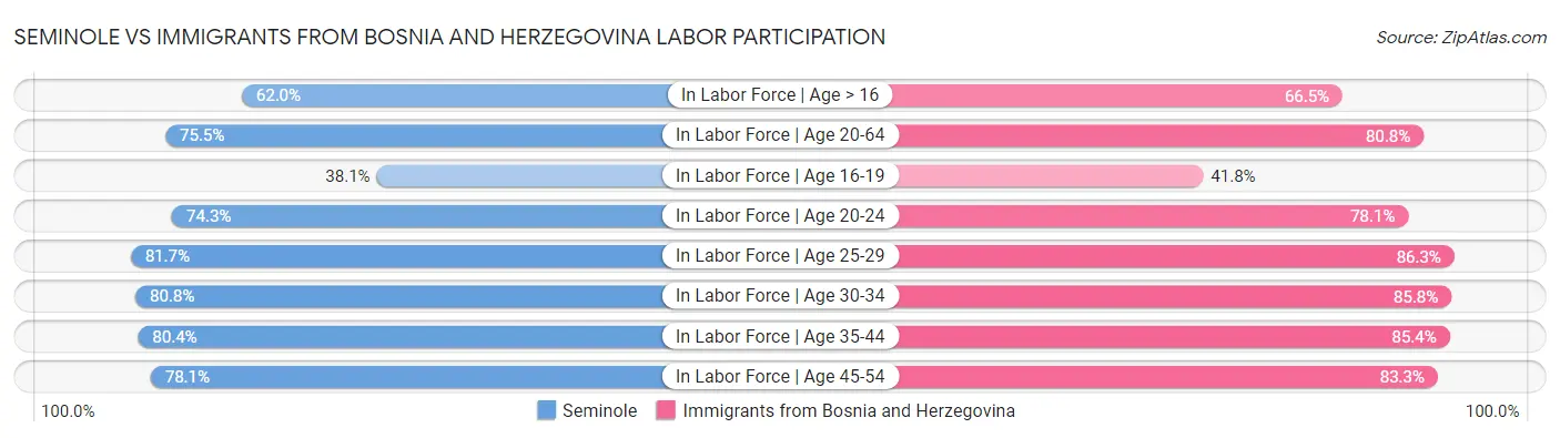Seminole vs Immigrants from Bosnia and Herzegovina Labor Participation