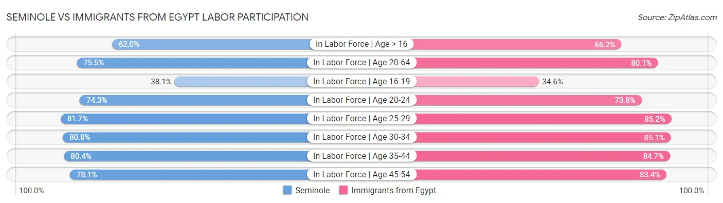 Seminole vs Immigrants from Egypt Labor Participation