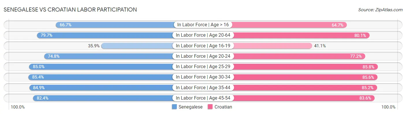 Senegalese vs Croatian Labor Participation