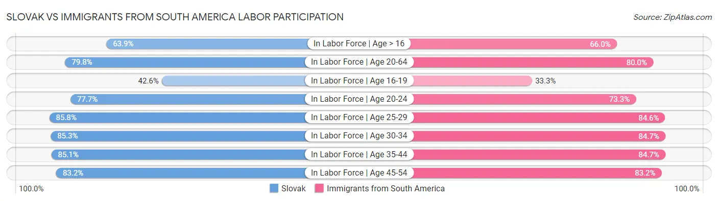 Slovak vs Immigrants from South America Labor Participation
