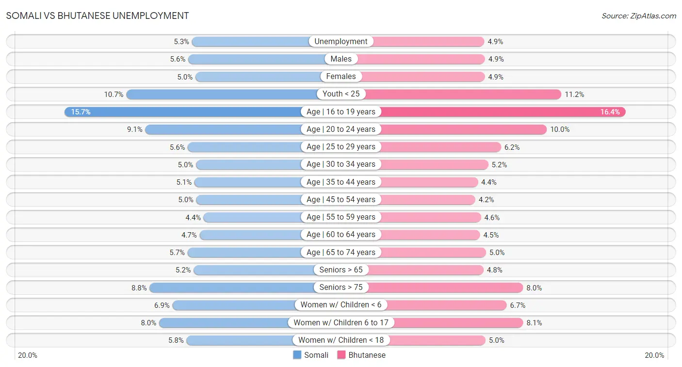 Somali vs Bhutanese Unemployment