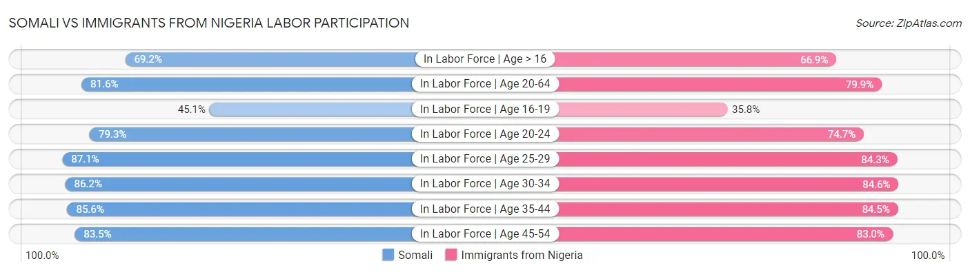 Somali vs Immigrants from Nigeria Labor Participation