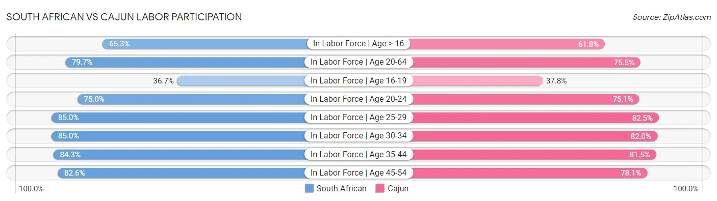 South African vs Cajun Labor Participation