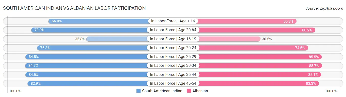 South American Indian vs Albanian Labor Participation
