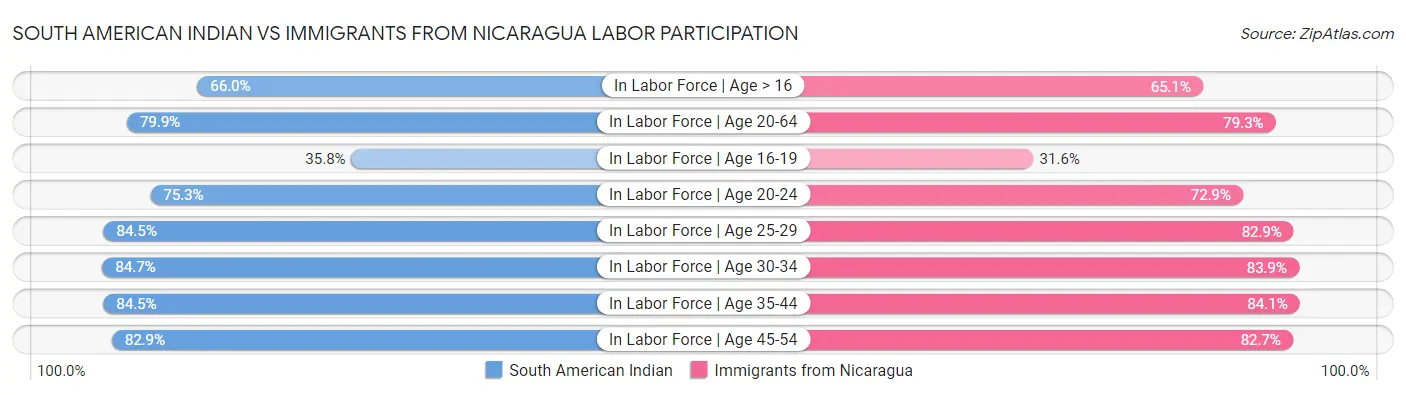 South American Indian vs Immigrants from Nicaragua Labor Participation