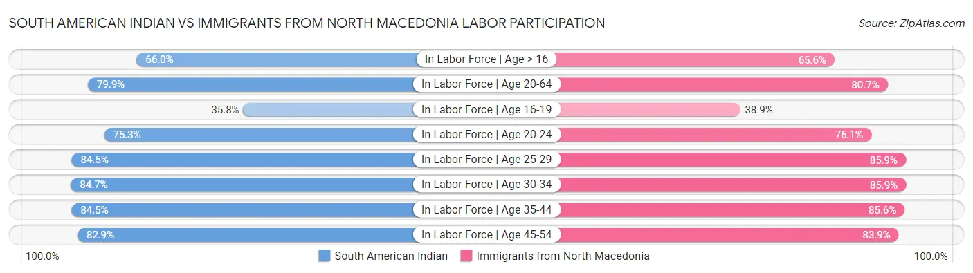 South American Indian vs Immigrants from North Macedonia Labor Participation