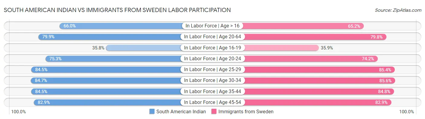 South American Indian vs Immigrants from Sweden Labor Participation