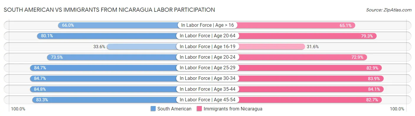 South American vs Immigrants from Nicaragua Labor Participation