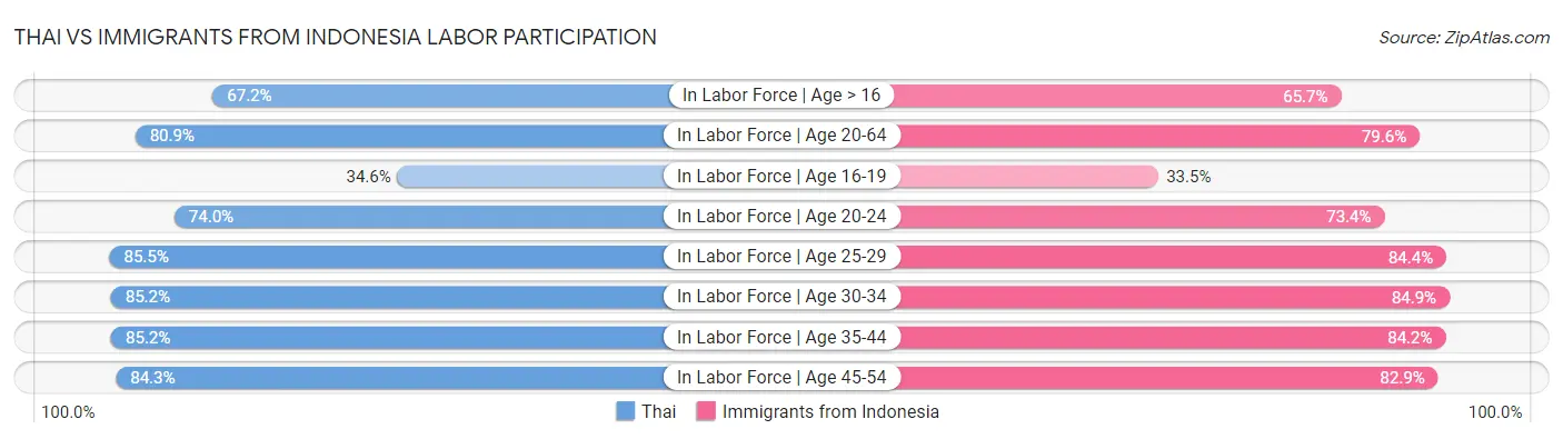 Thai vs Immigrants from Indonesia Labor Participation