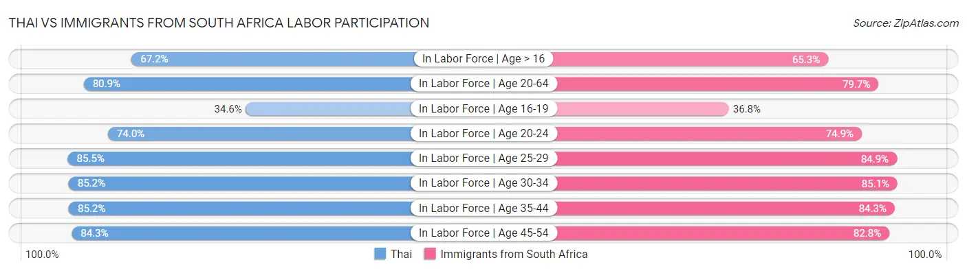 Thai vs Immigrants from South Africa Labor Participation