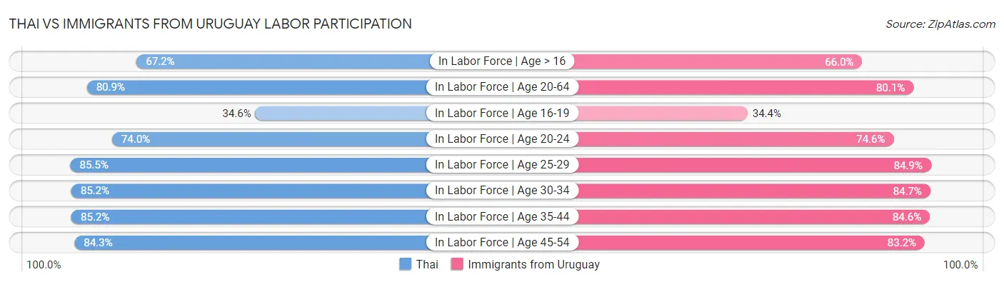 Thai vs Immigrants from Uruguay Labor Participation