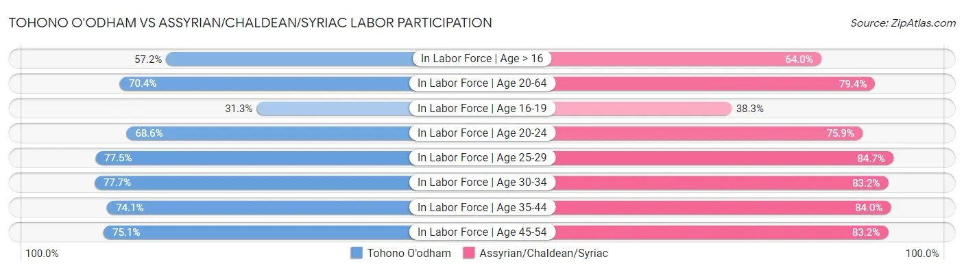 Tohono O'odham vs Assyrian/Chaldean/Syriac Labor Participation