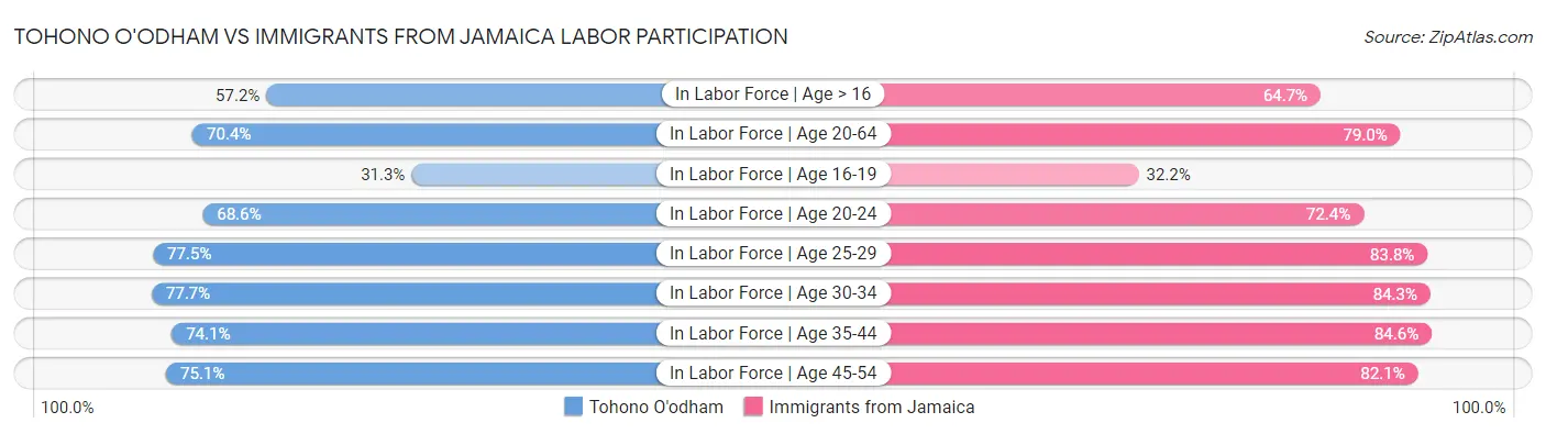 Tohono O'odham vs Immigrants from Jamaica Labor Participation
