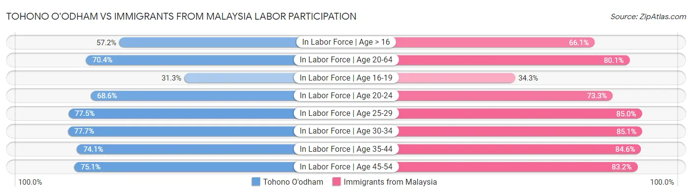 Tohono O'odham vs Immigrants from Malaysia Labor Participation