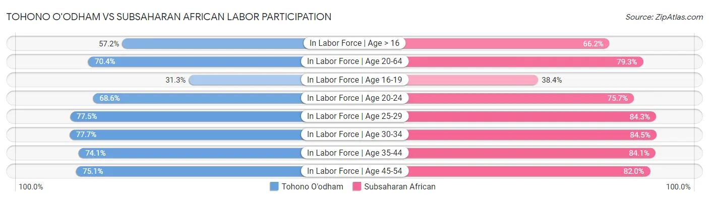 Tohono O'odham vs Subsaharan African Labor Participation