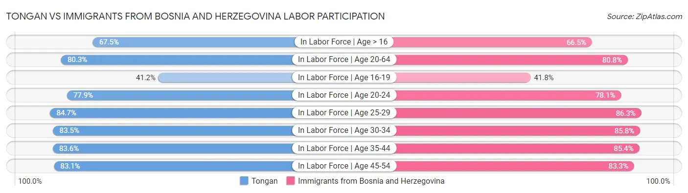 Tongan vs Immigrants from Bosnia and Herzegovina Labor Participation