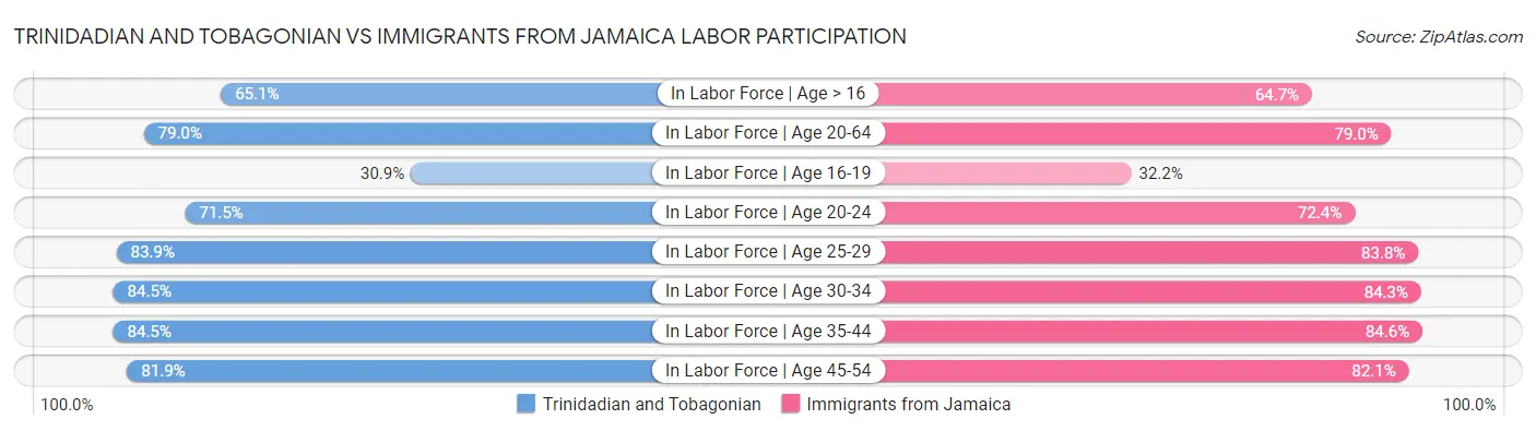 Trinidadian and Tobagonian vs Immigrants from Jamaica Labor Participation