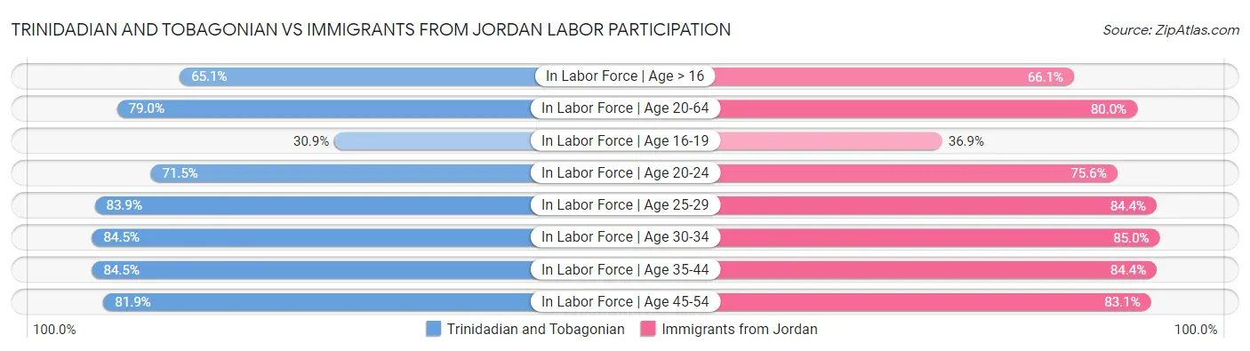 Trinidadian and Tobagonian vs Immigrants from Jordan Labor Participation