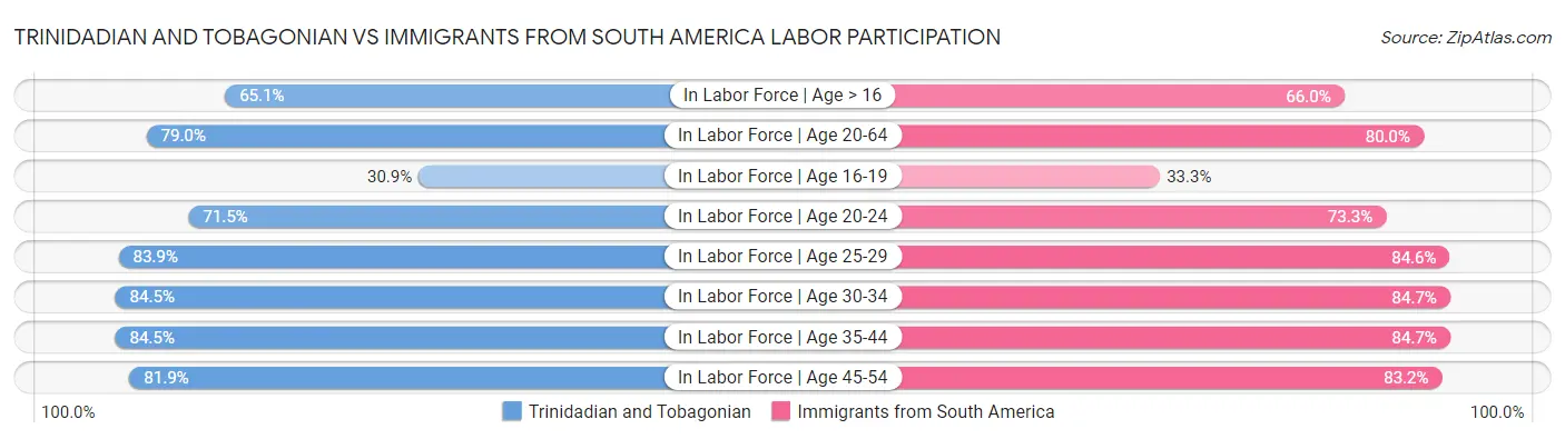 Trinidadian and Tobagonian vs Immigrants from South America Labor Participation