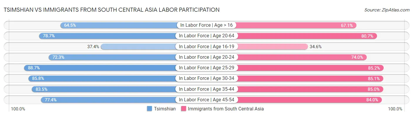 Tsimshian vs Immigrants from South Central Asia Labor Participation