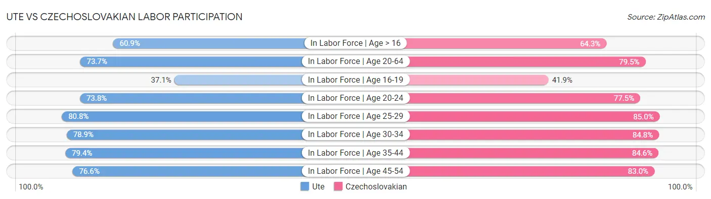 Ute vs Czechoslovakian Labor Participation