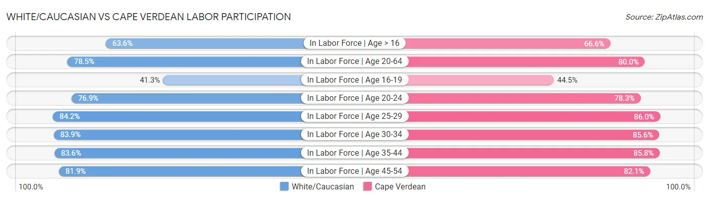 White/Caucasian vs Cape Verdean Labor Participation