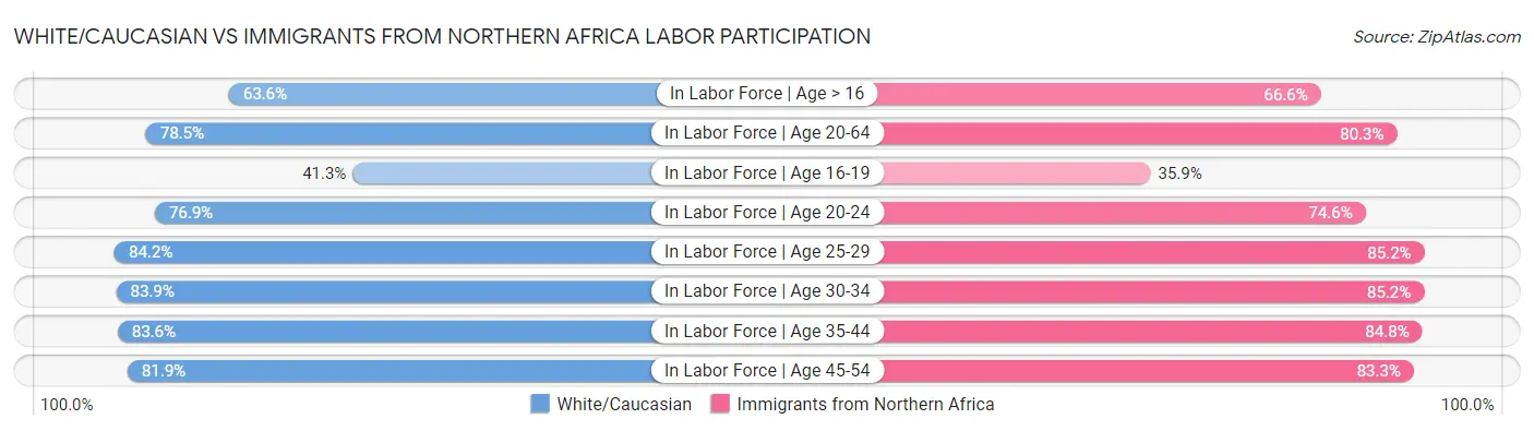 White/Caucasian vs Immigrants from Northern Africa Labor Participation