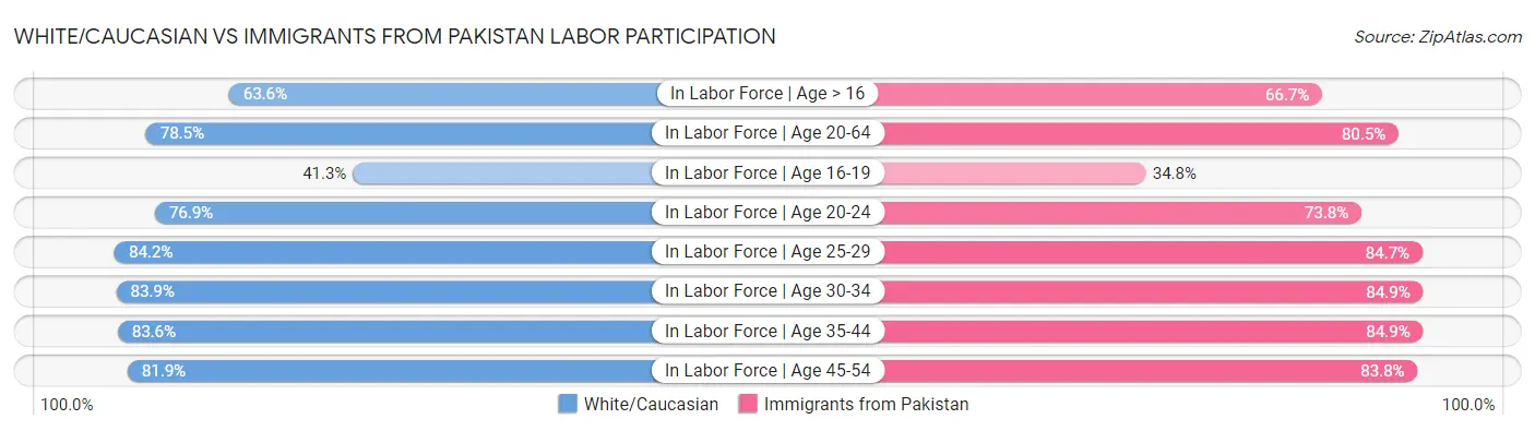 White/Caucasian vs Immigrants from Pakistan Labor Participation