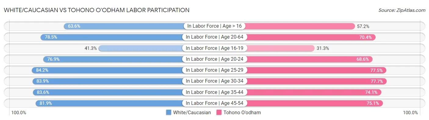 White/Caucasian vs Tohono O'odham Labor Participation