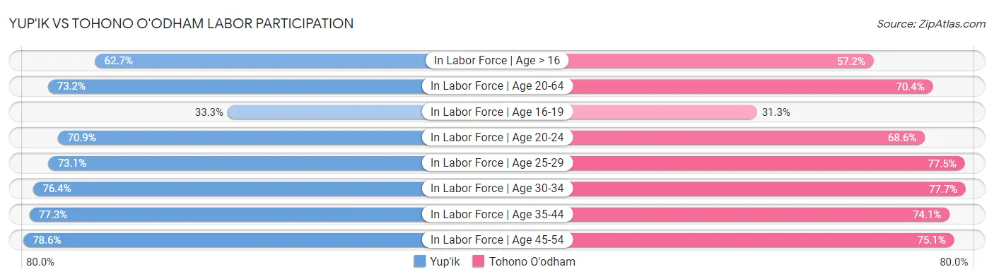 Yup'ik vs Tohono O'odham Labor Participation