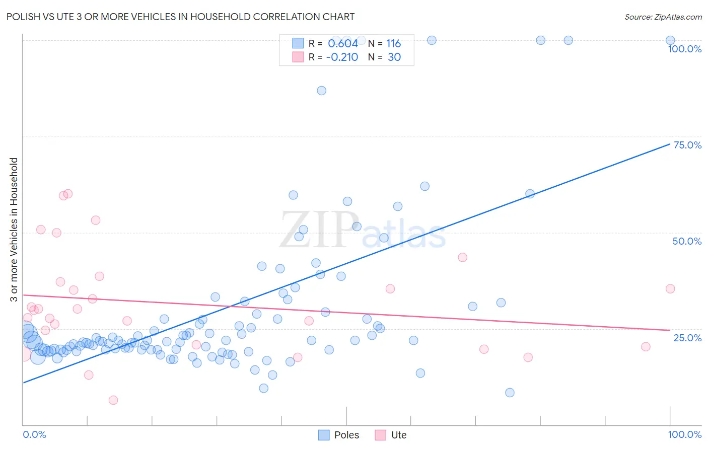 Polish vs Ute 3 or more Vehicles in Household