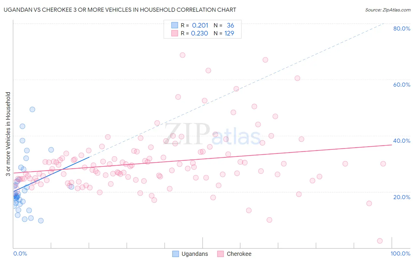 Ugandan vs Cherokee 3 or more Vehicles in Household