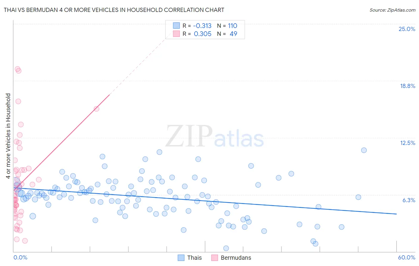 Thai vs Bermudan 4 or more Vehicles in Household