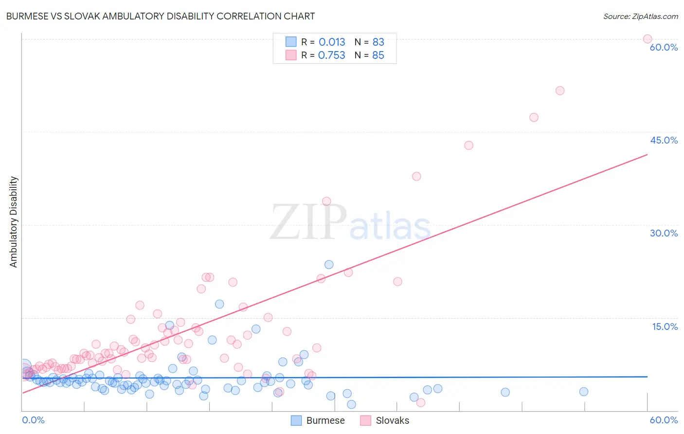 Burmese vs Slovak Ambulatory Disability