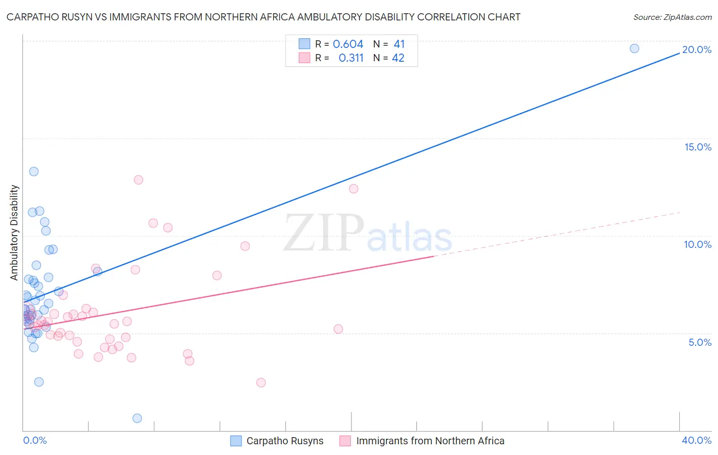 Carpatho Rusyn vs Immigrants from Northern Africa Ambulatory Disability