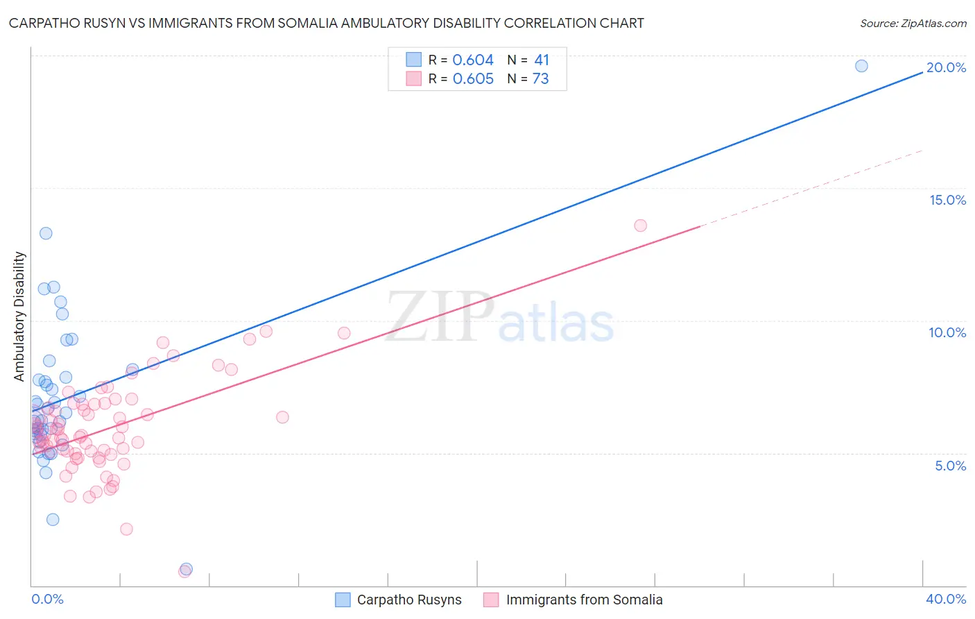 Carpatho Rusyn vs Immigrants from Somalia Ambulatory Disability