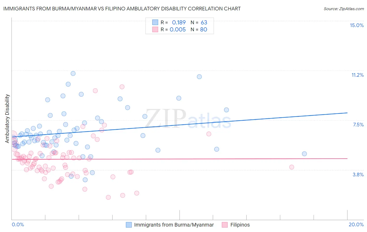 Immigrants from Burma/Myanmar vs Filipino Ambulatory Disability