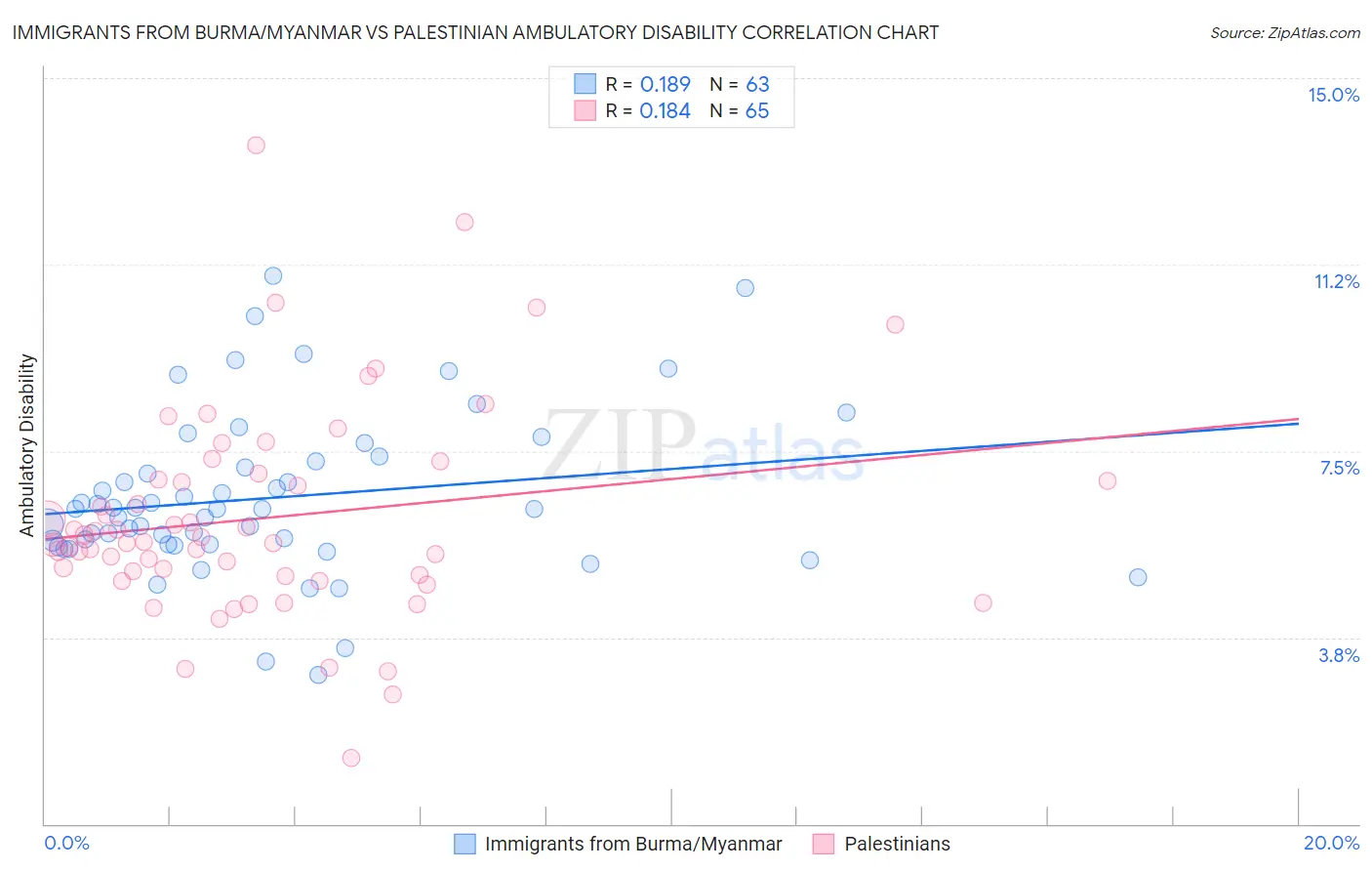 Immigrants from Burma/Myanmar vs Palestinian Ambulatory Disability