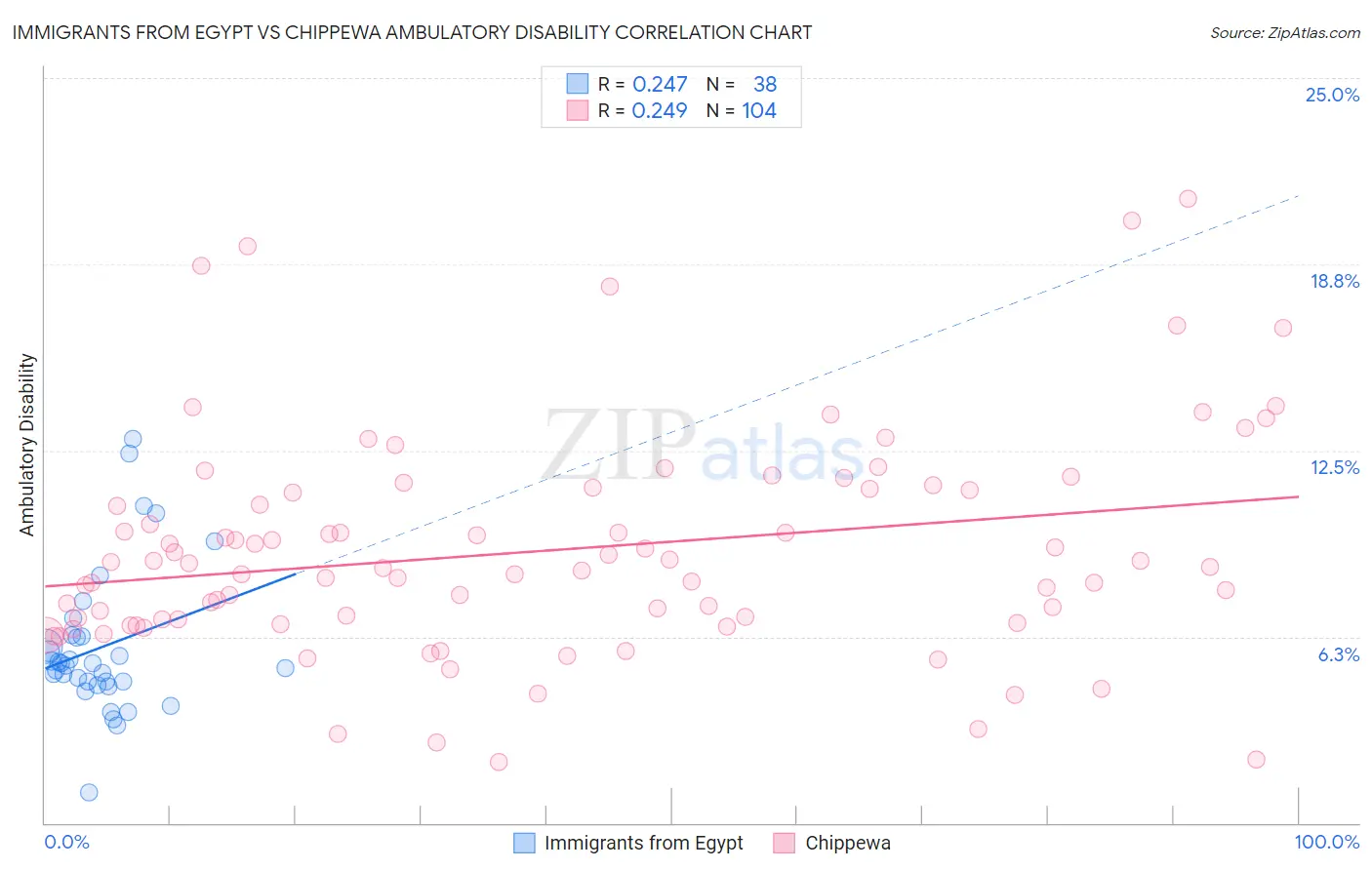 Immigrants from Egypt vs Chippewa Ambulatory Disability
