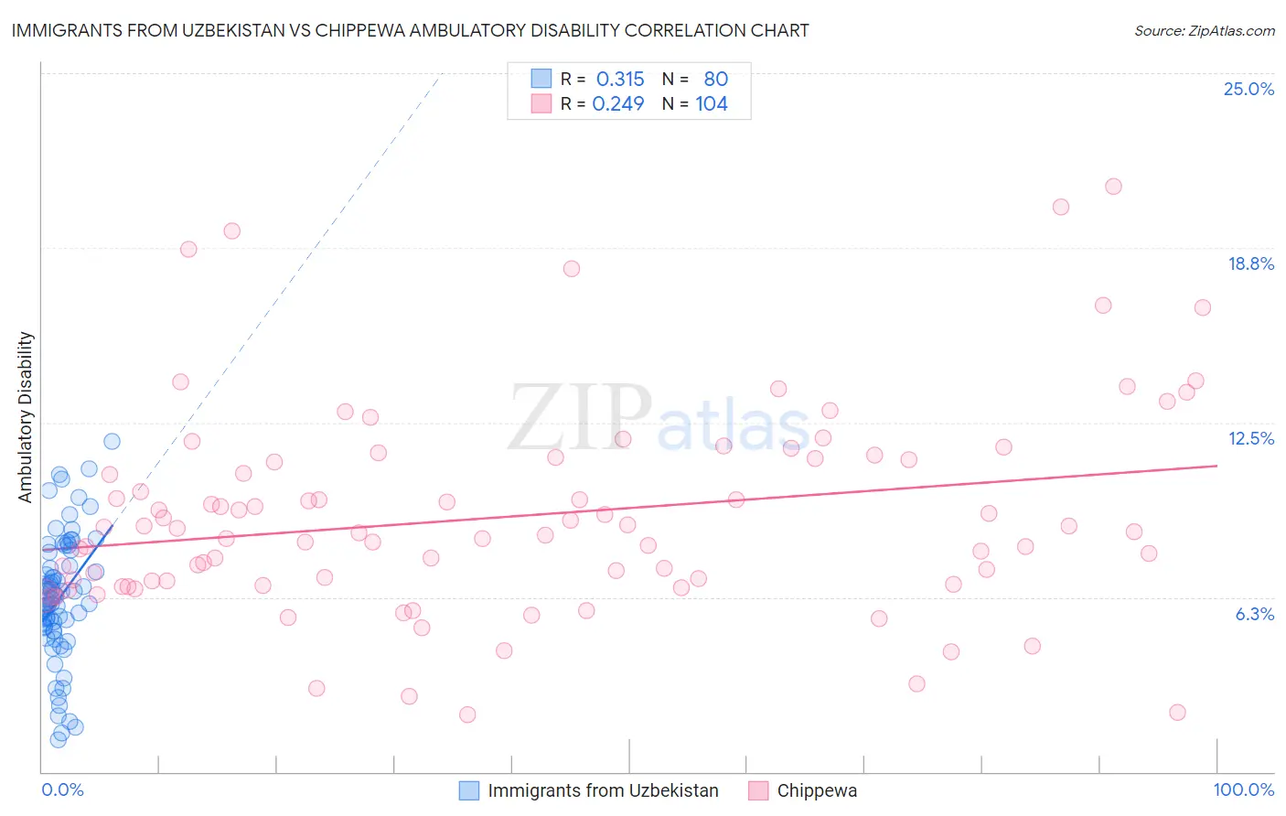 Immigrants from Uzbekistan vs Chippewa Ambulatory Disability