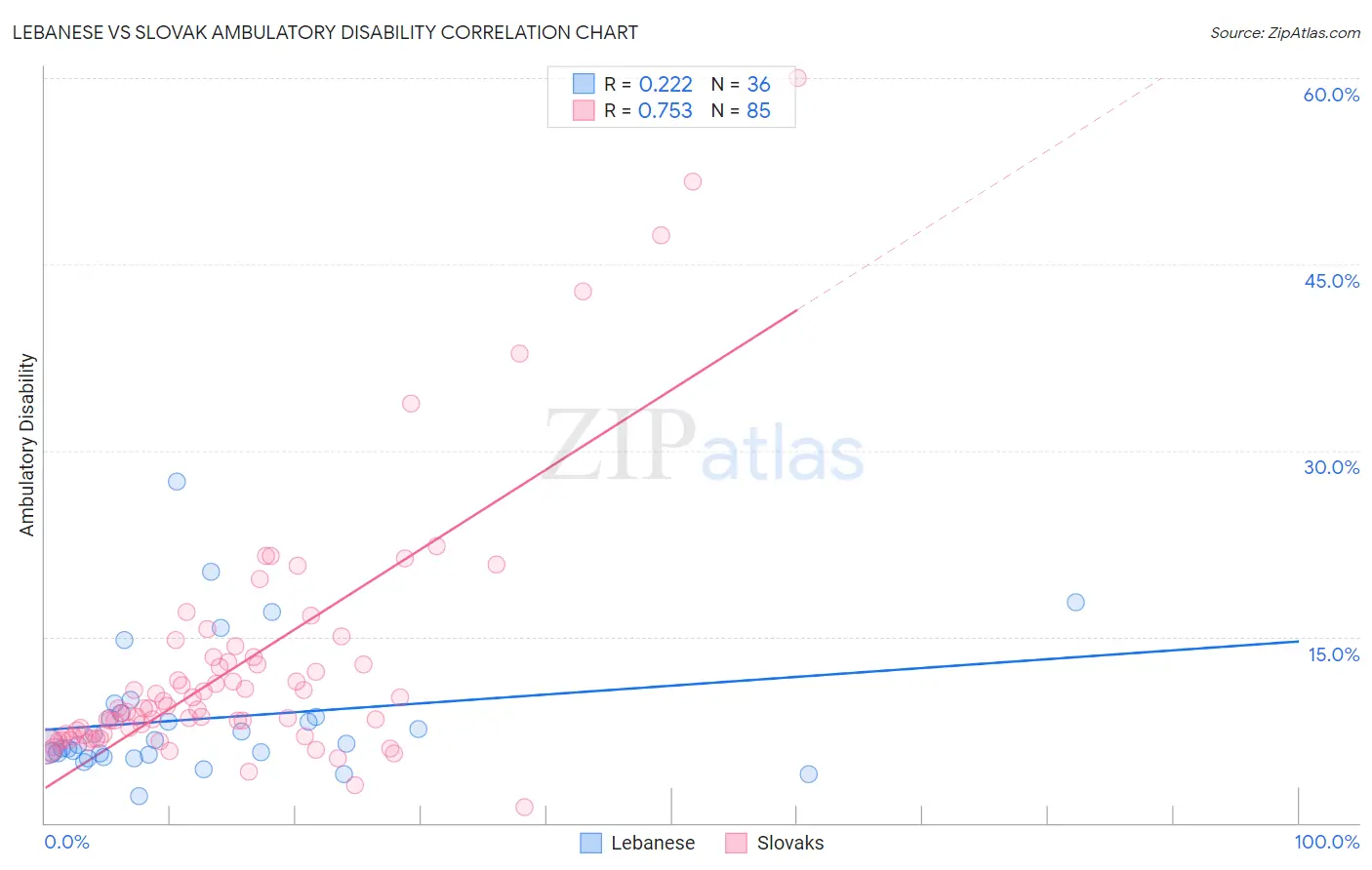 Lebanese vs Slovak Ambulatory Disability