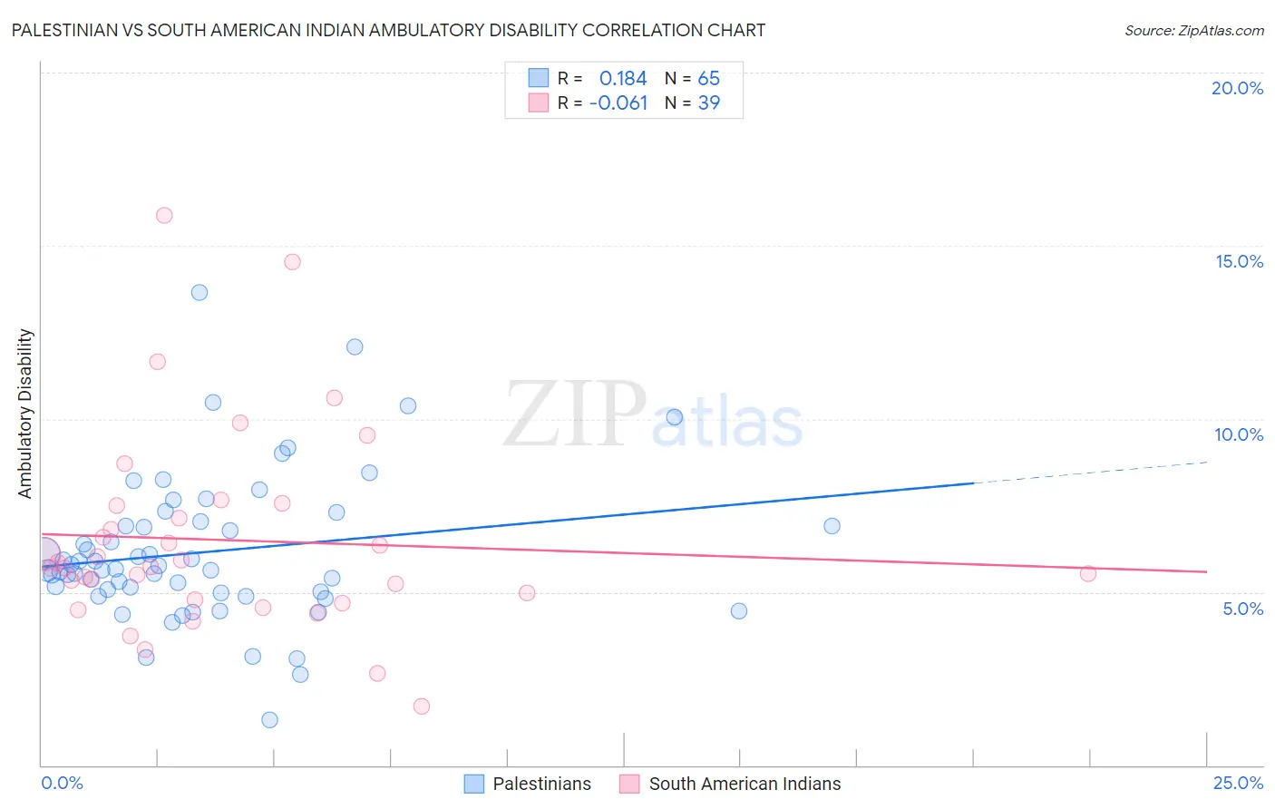 Palestinian vs South American Indian Ambulatory Disability