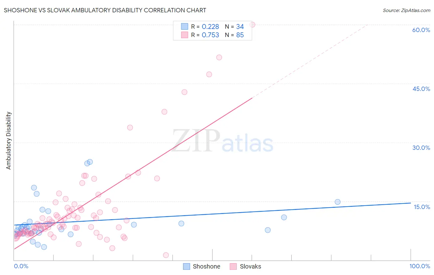Shoshone vs Slovak Ambulatory Disability