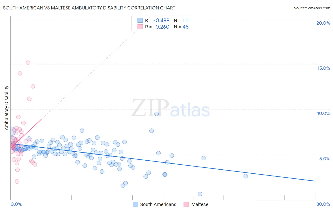 South American vs Maltese Ambulatory Disability