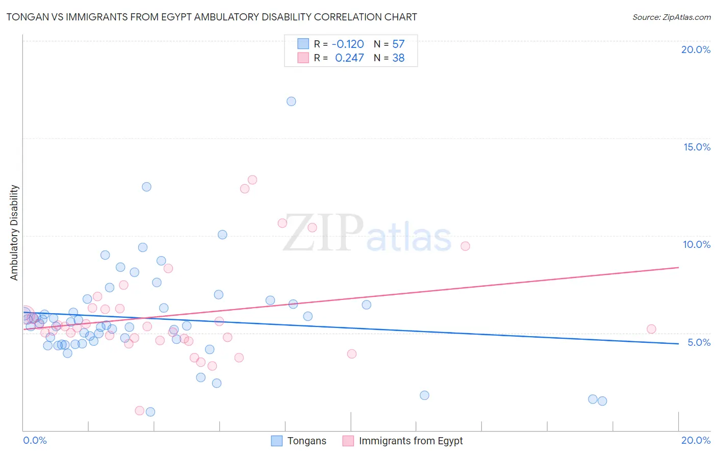 Tongan vs Immigrants from Egypt Ambulatory Disability