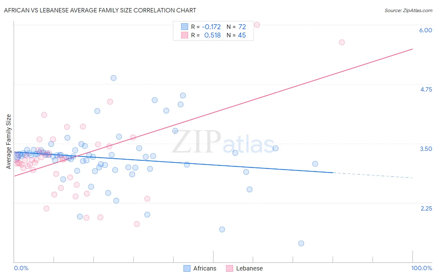 African vs Lebanese Average Family Size